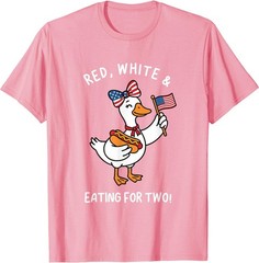 Funny Pregnancy Announcement Red, White Eating for Two Goose T-Shirt