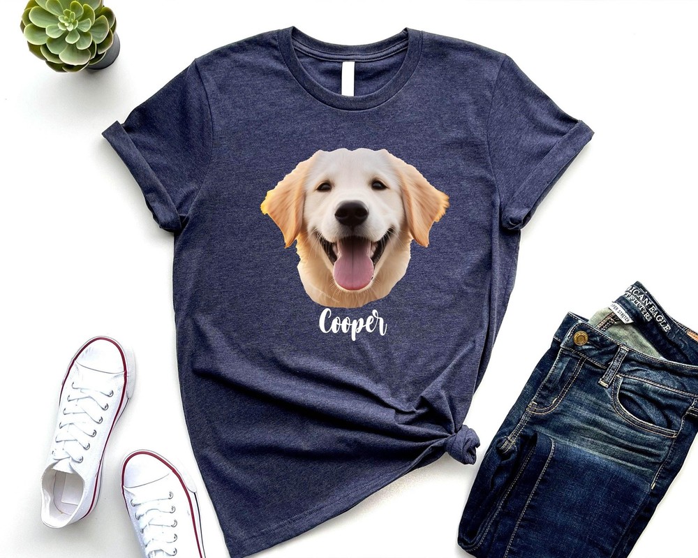 Custom Pet Unisex T-shirt Personalized Pet Photo and Name T-shirt Custom Dog