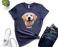 Custom Pet Unisex T-shirt Personalized Pet Photo and Name T-shirt Custom Dog