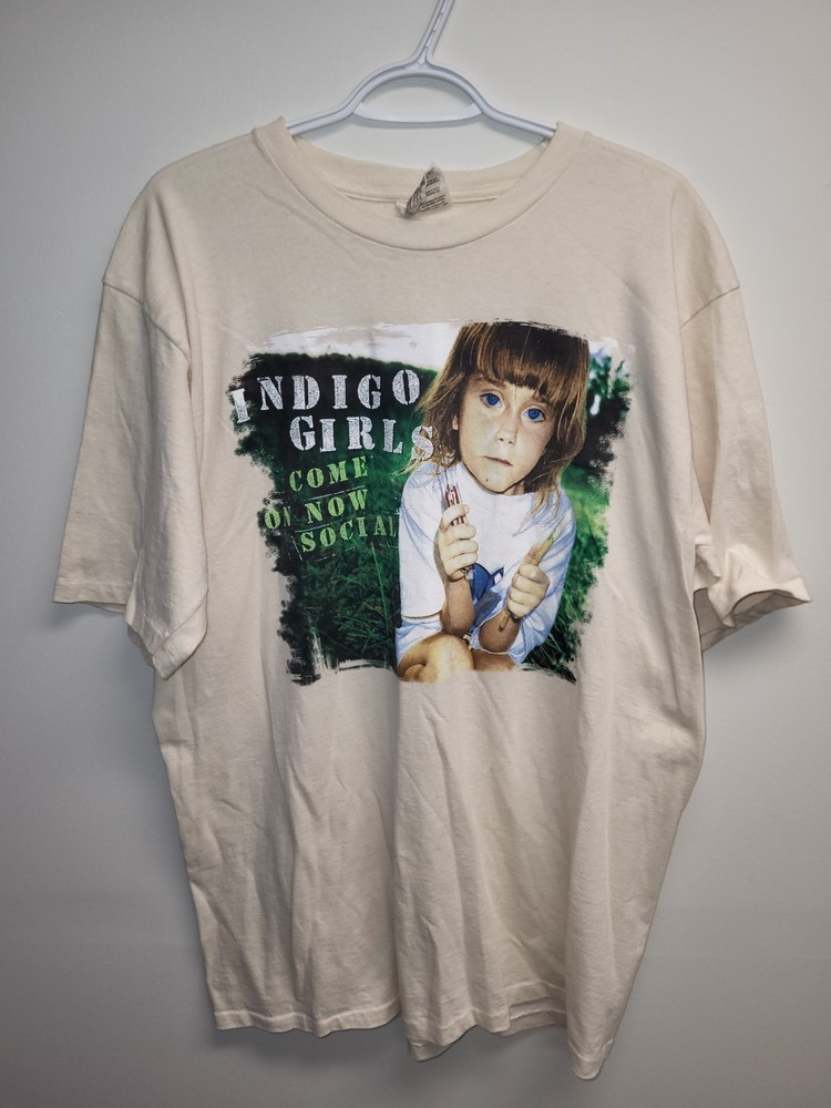 Indigo Girls Come On Now Social Tour T Shirt XL Vintage USA Made Organic Cotton