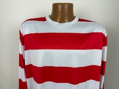 Wheres Waldo Shirt Adult Large Halloween Costume Cosplay Red White Striped Wally