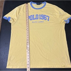 Polo Ralph Lauren Ringer T-Shirt Mens L Yellow Blue Polo 1967 Spell Out LOGO