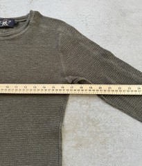 RRL Ralph Lauren Shirt Mens Medium Olive Green Waffle Knit Thermal Long Sleeve