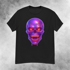 Infernal Purple Iridescent Skull Horror T-Shirt Men’s S-2XL