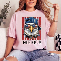 Funny Merica Eagle Shirt Patriotic USA Flag Independence Day Graphic Tee