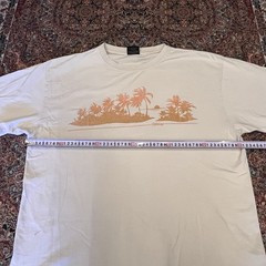 Vintage Billabong Spell Out Graphic T Shirt XL Beige Y2K Surf Palm Tree Sunset T