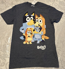 NWT Mens size S Heather Blue BLUEY Family Graphic T-Shirt ~ Bingo Chilli Bandit