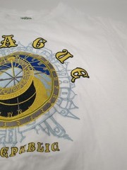 Prague Czech Republic City Clockworks Embroidered Vintage White T-Shirt Size L