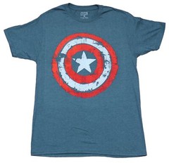 Captain America Adult New T-Shirt – Distressed Shield Logo Pic