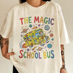 Vintage 90s Science Teacher Bus Shirt Space Planets Galaxy Retro School Bus Tee