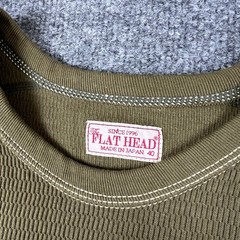 The Flat Head Shirt Mens 40 M Green Thermal Waffle Long Sleeve Made in Japan