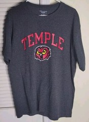 Champion Temple University Owls Mens Large Vintage Gray Hooter Mascot T Shirt