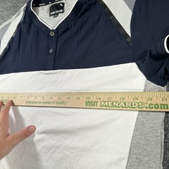 Stone Falcon Shirt Men’s Large Navy Gray Henley Blade Collar Stretch Casual Golf