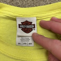 Vintage Harley Davidson Biker Mass. Safety Yellow Long Sleeve Graphic Tee Shirt