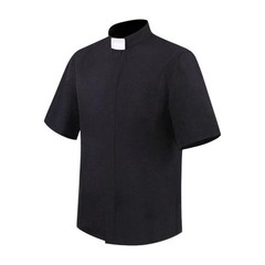Men’s Tab Collar Short Sleeves Clergy Shirts for Priest Pastor Church Costume