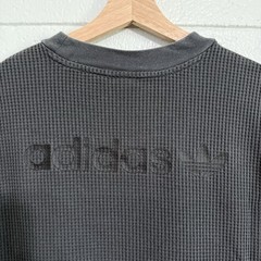 Adidas Waffle Knit T Shirt Mens Size XL Heavyweight Charcoal Grey Double Sided