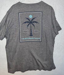 Travis Mathew Shirt Men’s Gray XL Short Sleeve T-Shirt Palm Tree Crew Neck