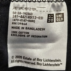 UT ROY LICHTENSTEIN x UNIQLO BLACK T-SHIRT SIZE XXL EMBROIDERED POW! COMICSTRIP