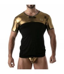 TOF PARIS T-Shirt Metal Lurex Edging Half-Cotton Half-Metallic Gold Shirt 18