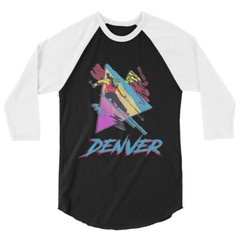 Ski shirt, Denver Shirt, Denver Gift, Skiing Colorado 3/4 sleeve raglan shirt