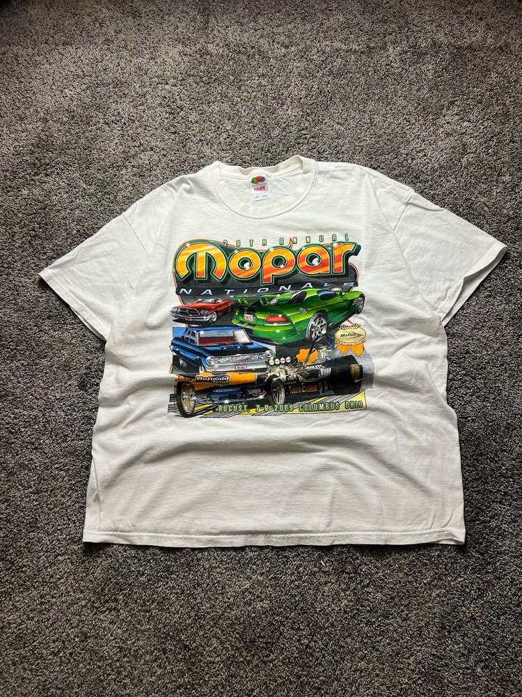 Vintage 2009 Mopar T-shirt Mens 2xl White Graphic Car Racing Columbus oh