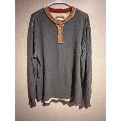 Carbon 2 Cobalt Mens XL Henley Shirt Gray Long Sleeve Raw Edge Cotton RN 129641