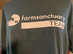 “Farm Sanctuary Team” Hanes Unisex Ecosmart T Shirt Large Green & White