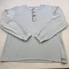 Devium Henley Shirt Mens XL Blue Thermal Waffle Knit Long Sleeve Tee Made USA