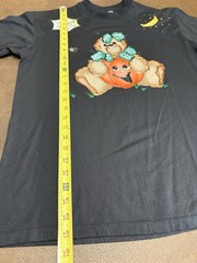 Vtg Hanes Halloween Teddy Bear Pumpkin Tee shirt Single Stitch Puff Print L USA