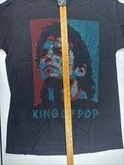 King Of Pop Rhinestone Portrait Graphic T Shirt Mens Black Bling Tee