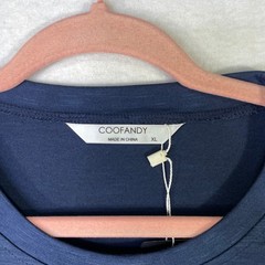 COOFANDY Mens XL Blue Slub Knit Crew Neck Short Sleeve T-Shirt Curved Hem Casual
