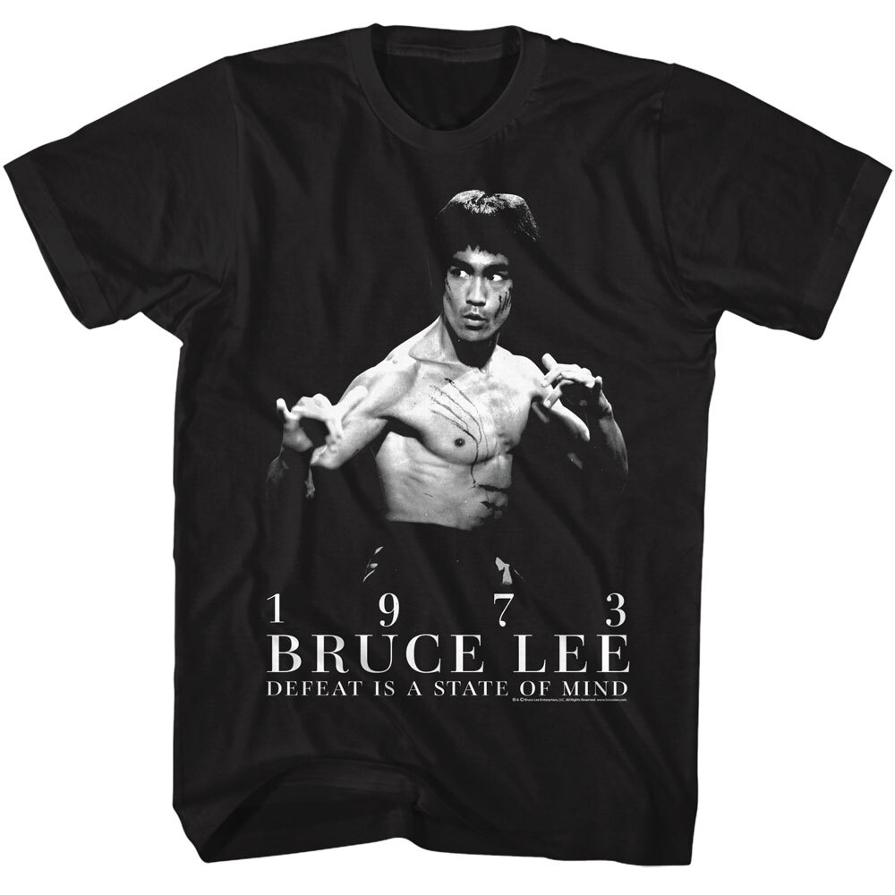 Bruce Lee Martial Arts Legend 1973 Defeat Is A State Of Mind Men’s T Shirt