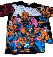 X-Men AOP All Over Print T-Shirt Street Couture Tagged L Black Marvel Comic
