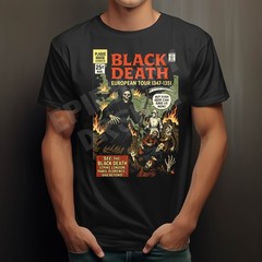 Black Death European Tour T-Shirt Gothic Grim Reaper DTG print Men’s & Ladies D2