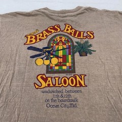 Vintage Brass Balls Saloon Shirt Mens Large Ocean City Maryland Bar USA 90s