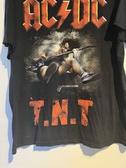Vintage Acdc TNT Shirt XL Rock Band Gig Angus Young 2011 Distressed Angus Young
