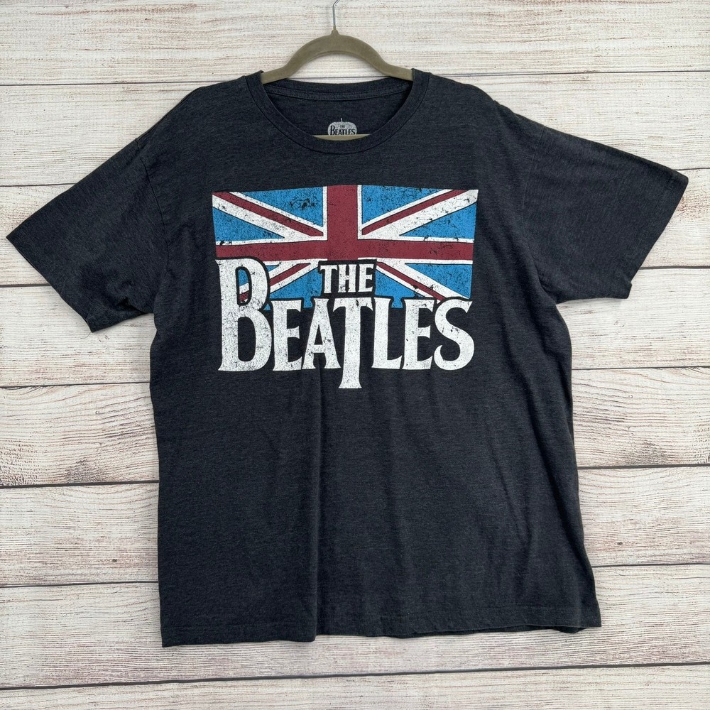 The Beatles Graphic T-Shirt Mens XL Charcoal Union Jack Flag Apple Corps 2015