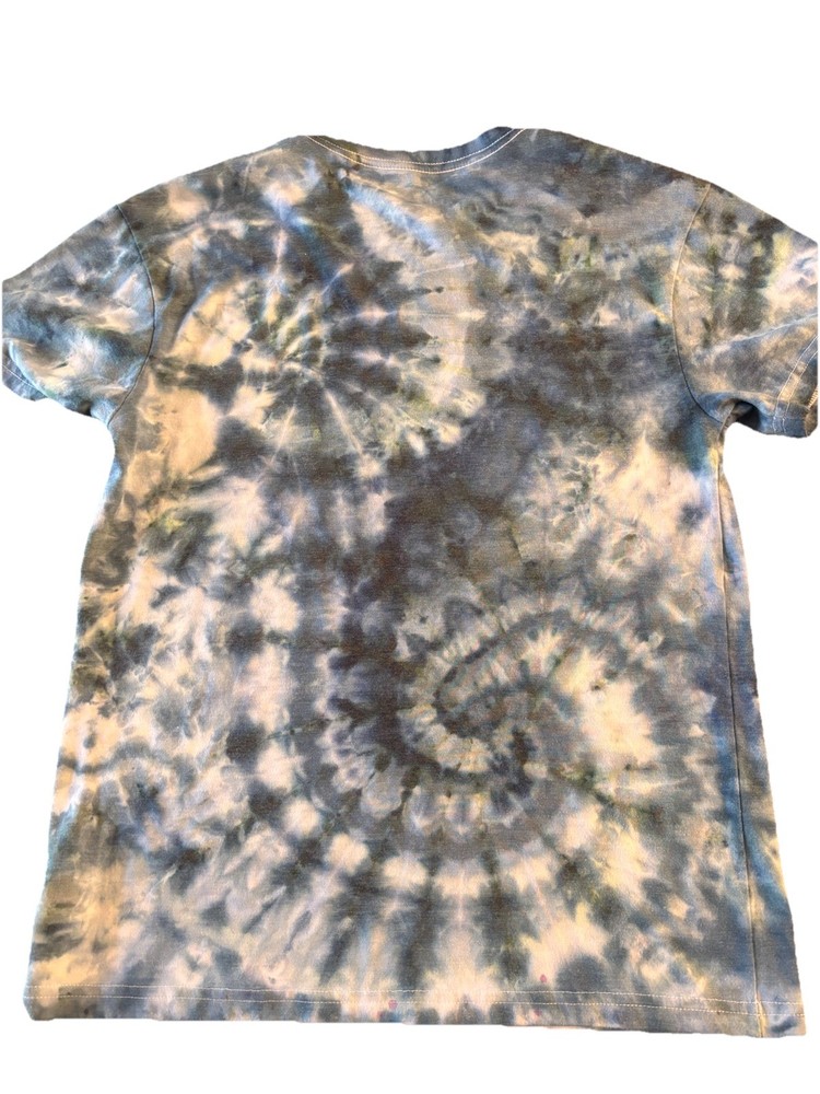 Double Spiral Blue And White Ice Dyed Tie Dye T-shirt Unisex Small Hippie Boho