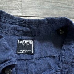Todd Snyder Men’s M Navy Blue Linen Short Sleeve Button Shirt Camp