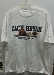 Zach Bryan The Quittin Time Tour 2024 White Graphic T-Shirt Mens Size L Thick!