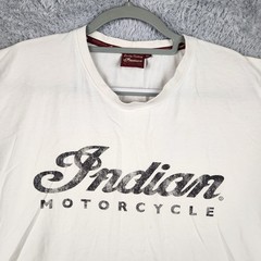 Indian Motorcycle Shirt Mens 2XL White Logo Graphic Pima Cotton Biker Tee Retro
