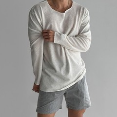 Men’s Knitted Long Sleeve T Shirt Solid Color for Daily Vacation Style