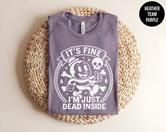 Retro Cartoon T Shirt Sarcastic Graphic Tee Its Fine Im Just Dead Inside Vintage