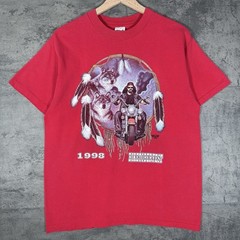 Vintage 90s 1998 Biketoberfest Daytona Biker Red Wolf Motorcycle T Shirt L