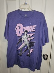 David Bowie Ziggy Stardust Blue Purple Band Short Sleeve Graphic Shirt Large