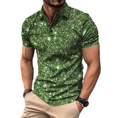 2025 New Men’s Shirt with Digital Printed Button Street Casual T-shirt Top Men