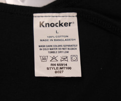Knocker Men’s Solid Black Large Tank Top 100% Cotton Made in Bangladesh RN65914