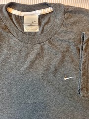 Vintage Y2K Nike Mini Swoosh T-Shirt Mens XL Heather Gray Embroidered Silver Tag