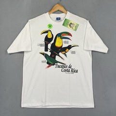 Vintage Tucan Costa Rica Shirt Mens Medium White Short Sleeve Single Stitch 90s