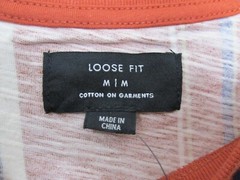 Men’s Cotton:On Vertical Striped T-Shirt Brooklyn New York Orange Size MED